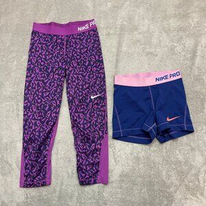 Lot of 2 Nike Pro Leggings Shorts Women Size Small Black Athletic Workout Gym